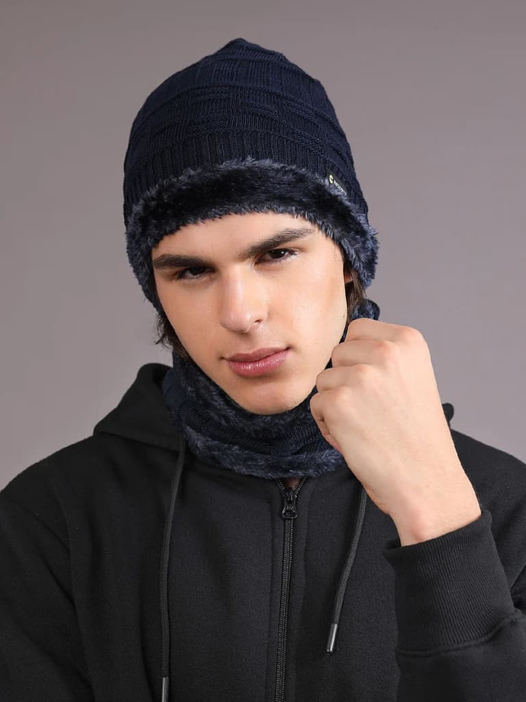 Unisex Woolen Beanie Cap Plus Wrap — photo 3