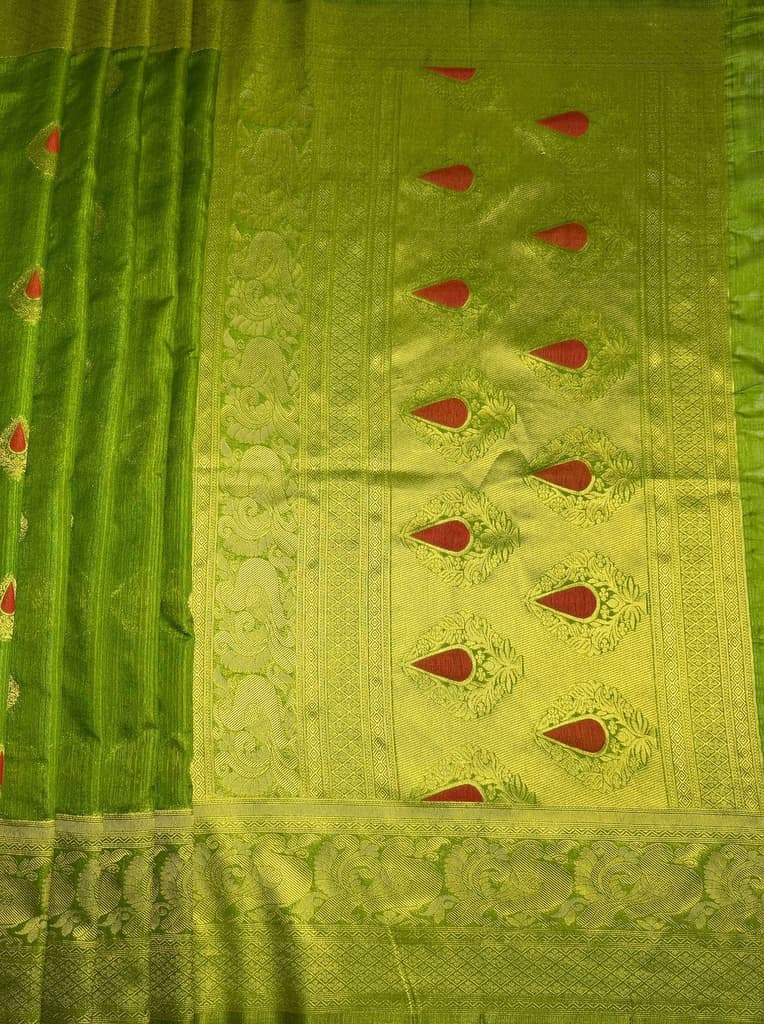 MIMOSA Women's Woven Design Banarasi Style dola silk Saree with Blouse Piece - Olive ( SA00003137OLFREE ) — photo 6