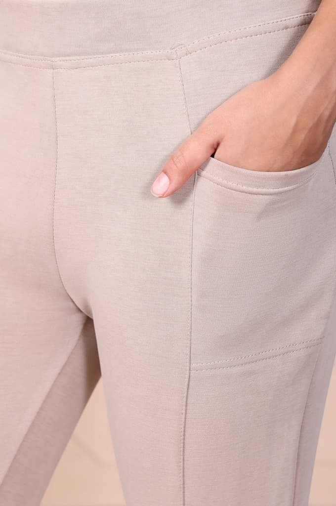 Beige Solid High-Waist Modal Tights — photo 7