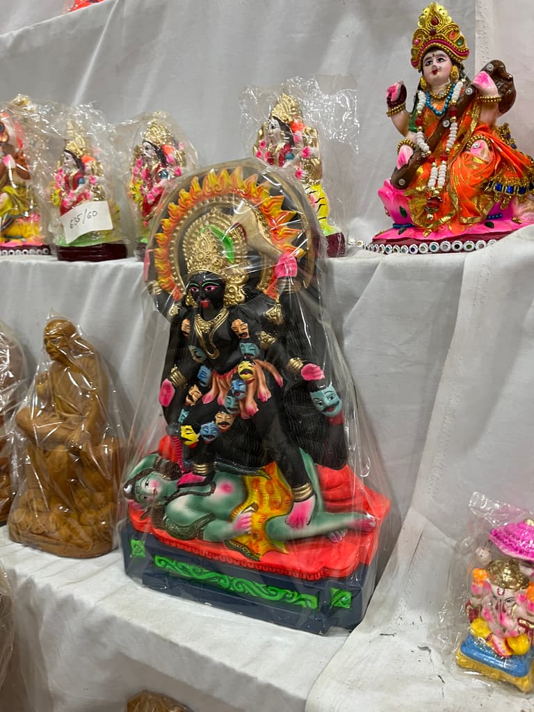 Hindu Goddess Statue | Sculpture | Bronze | Gold, Black, Pink, Green