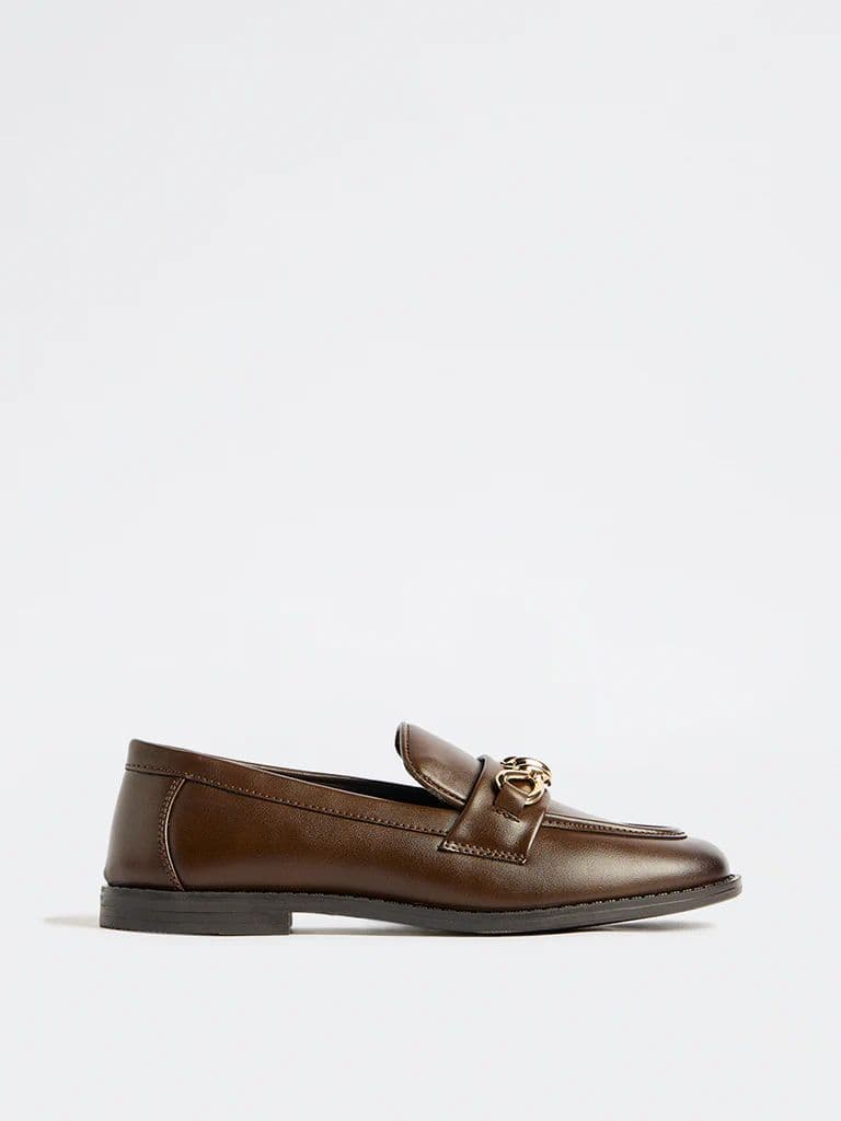 LUNA BLU Brown Metal-Detail Loafers — photo 3
