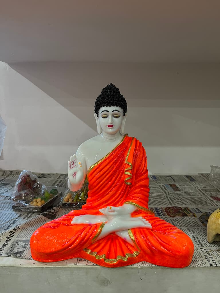 Buddha Statue | Sculpture | Porcelain | Orange