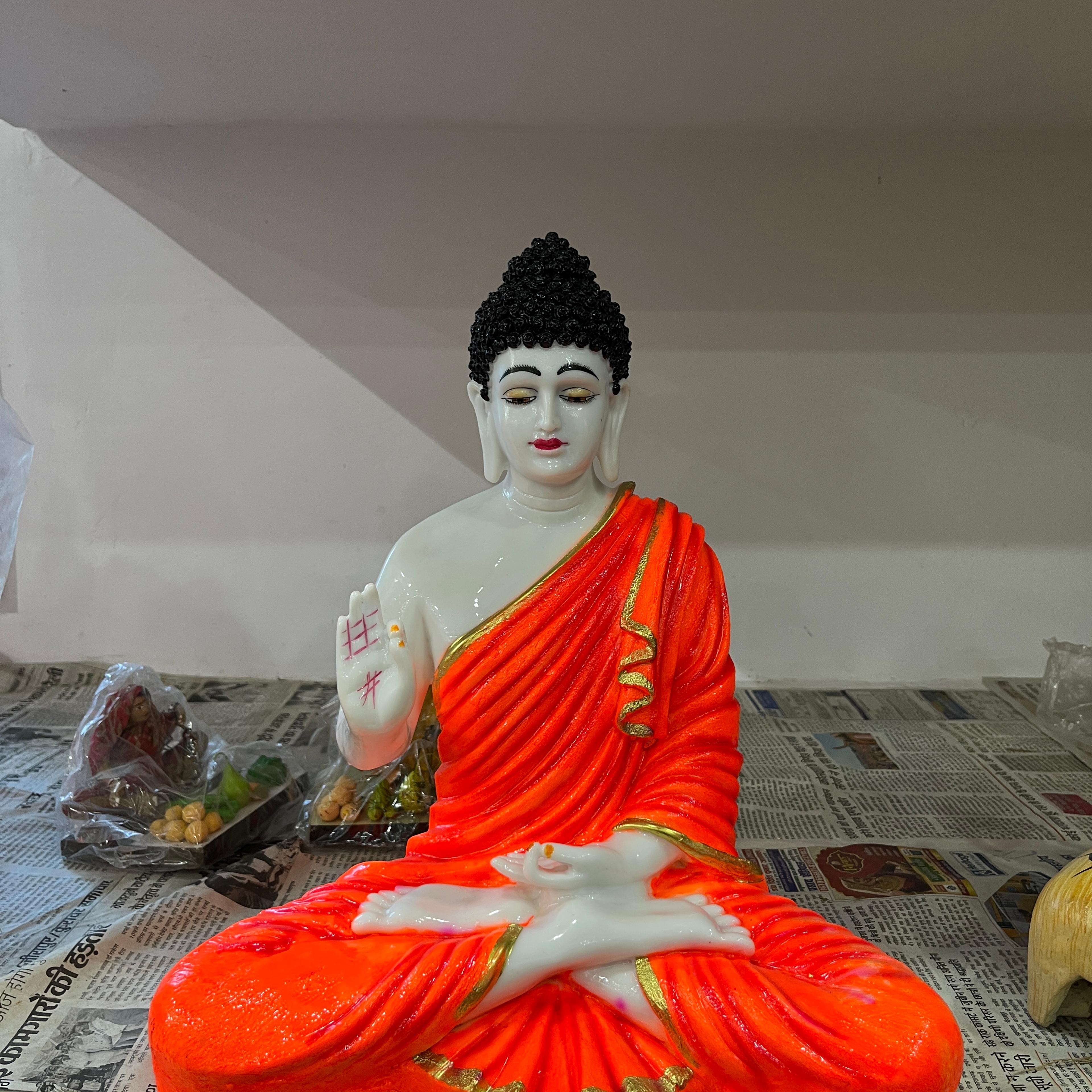 Buddha Statue | Sculpture | Porcelain | Orange