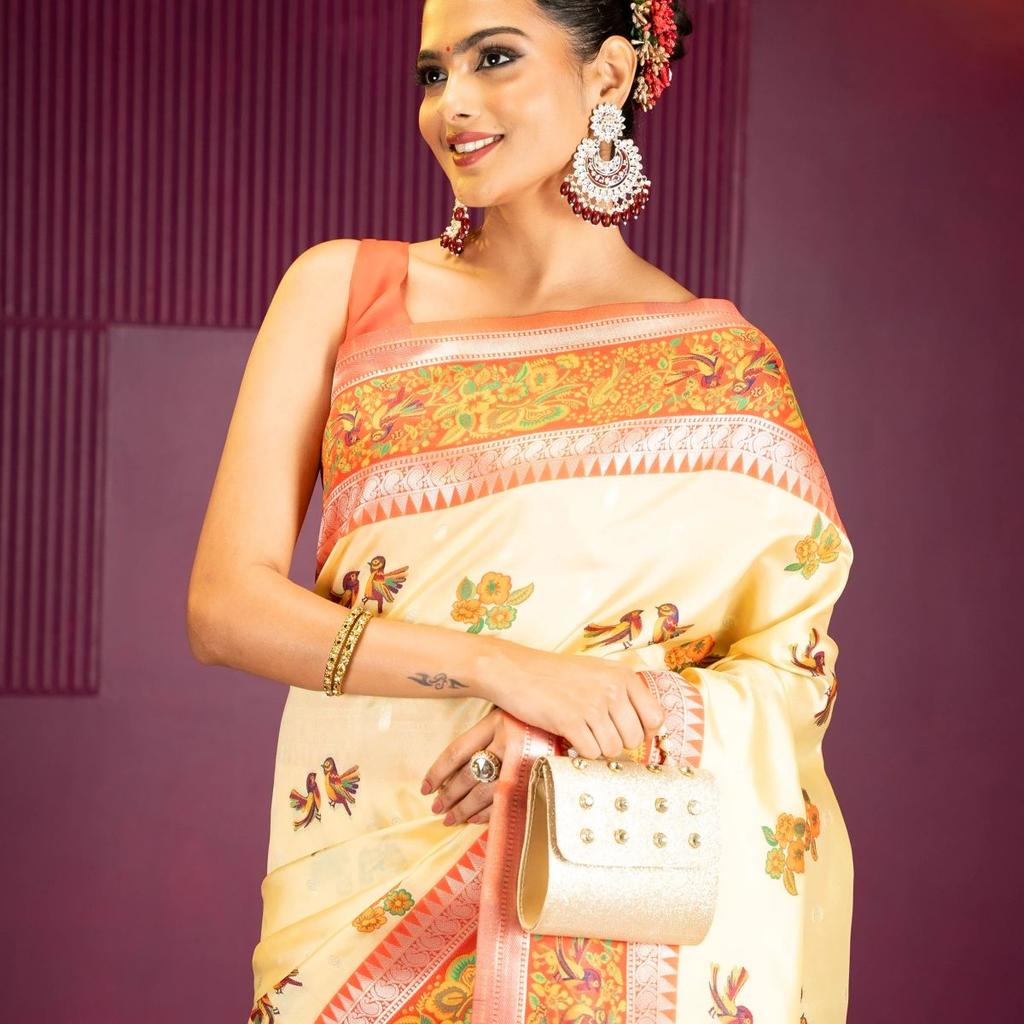 Mimosa Women's Woven Design Banarasi Style Art Silk Saree With Blouse Piece : SA00001992YLWFREE