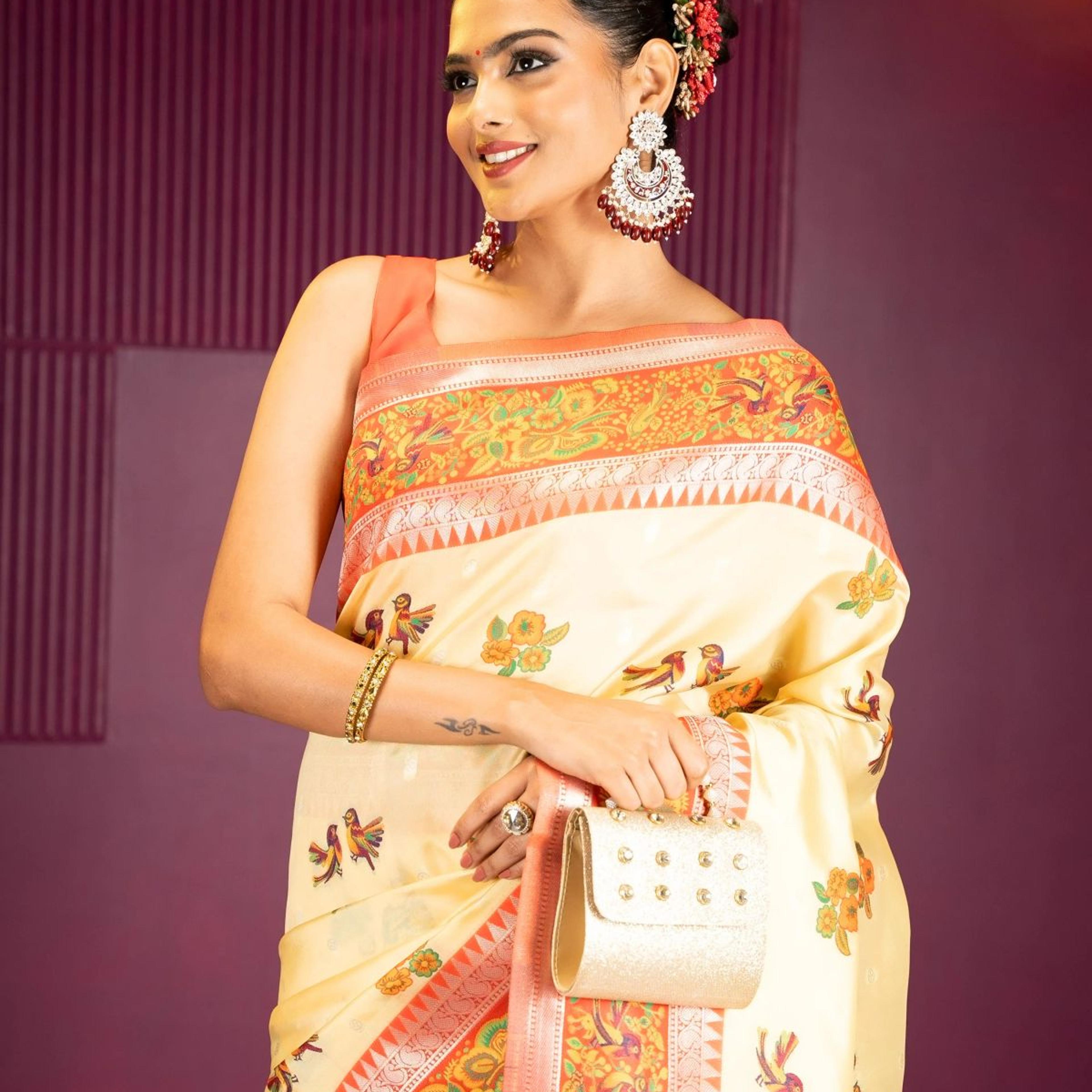 Mimosa Women's Woven Design Banarasi Style Art Silk Saree With Blouse Piece : SA00001992YLWFREE