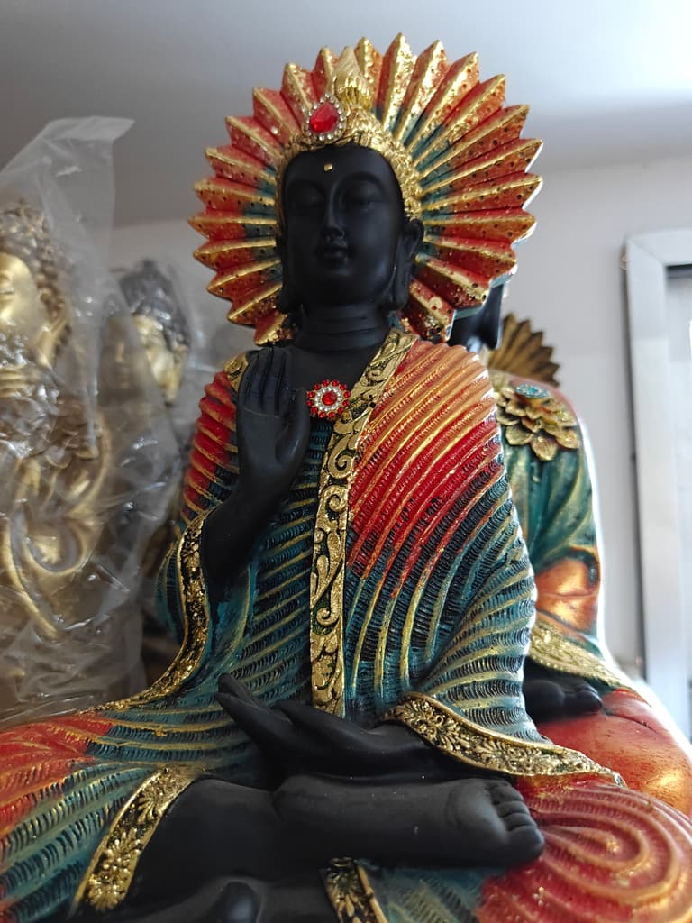 Black Buddha Statue | Gold Trim | Meditation Aid | Decorative