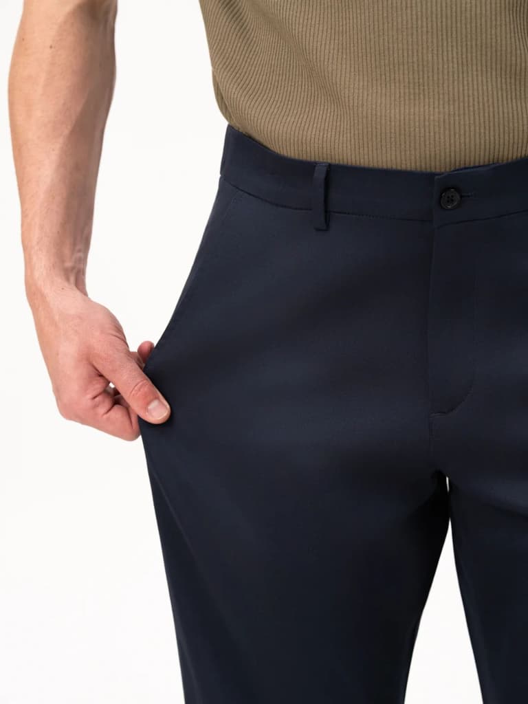Celestra Navy Relaxed Fit Stretch Chinos for Men — photo 4