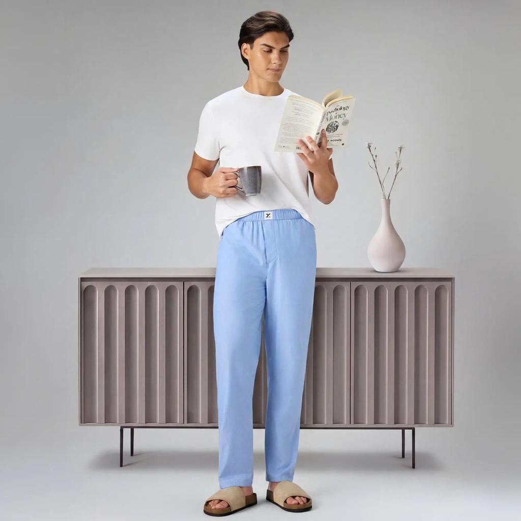Ultra-Breathable Cotton Chambray Pyjamas - Powder Blue — photo 2