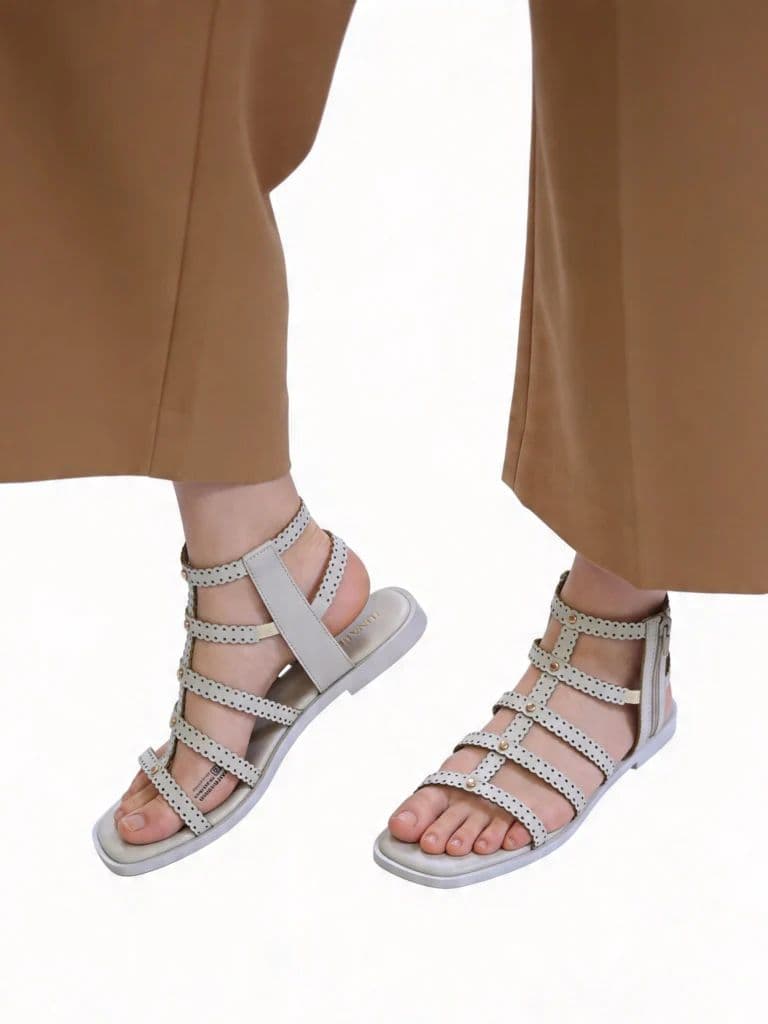 LUNA BLU Ivory Embellished Gladiator Sandals