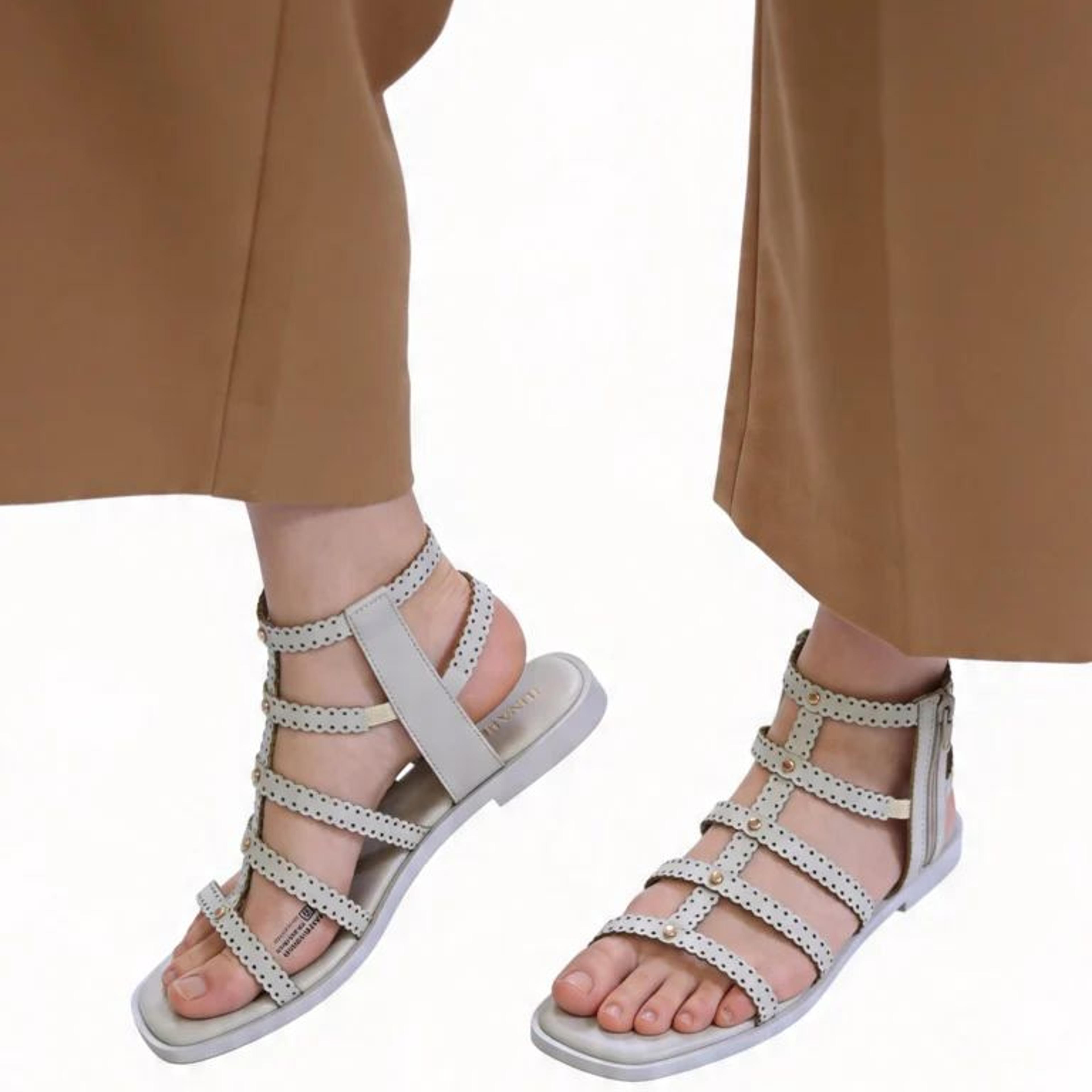 LUNA BLU Ivory Embellished Gladiator Sandals