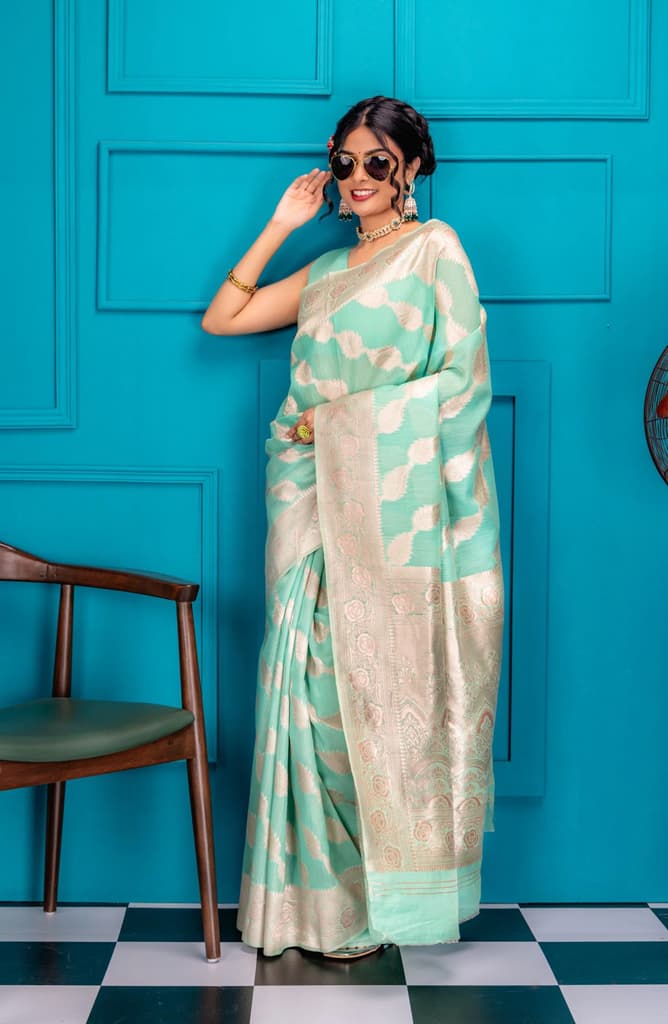 Mimosa Women's Woven Design Banarasi Style Art Silk Saree With Blouse Piece : SA00001773RMFREE — photo 5