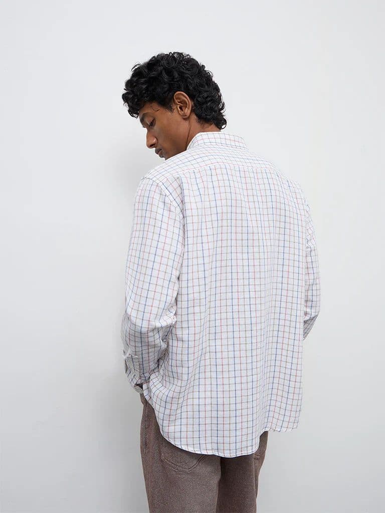 WES Casuals Off-White Relaxed-Fit Cotton-Blend Shirt — photo 4
