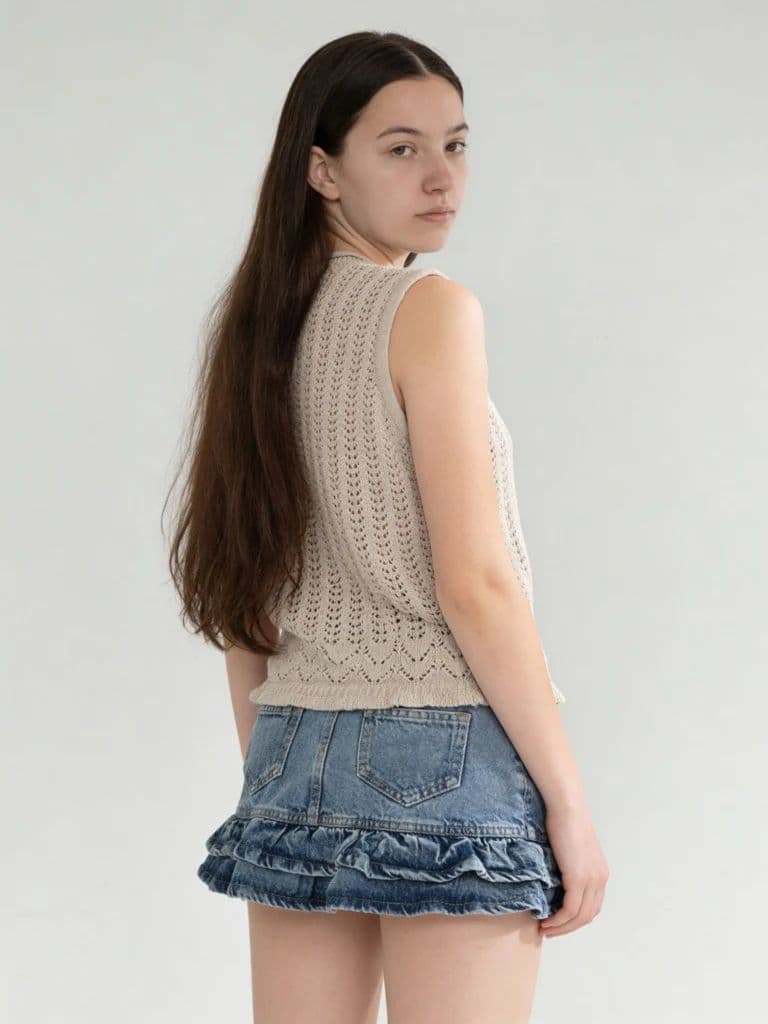 Y&F Kids Girls Beige Printed Cotton Top — photo 2