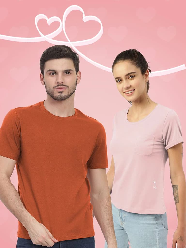 Men's T-Shirt & Women's Shirt — Rust Orange; Peach / S / S