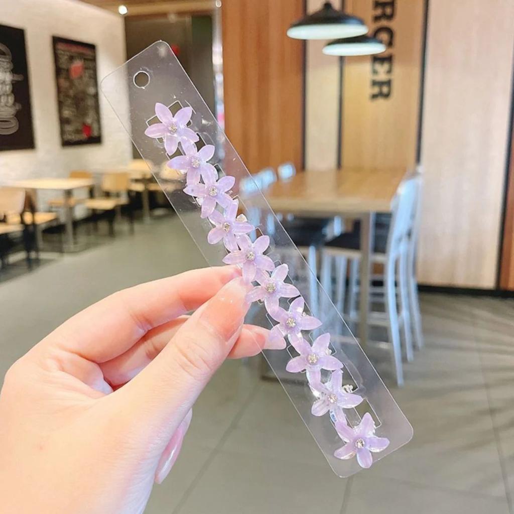 Starry Petal Hair Clips – Set of 10 Floral Mini Hair Pins for Kids — Purple