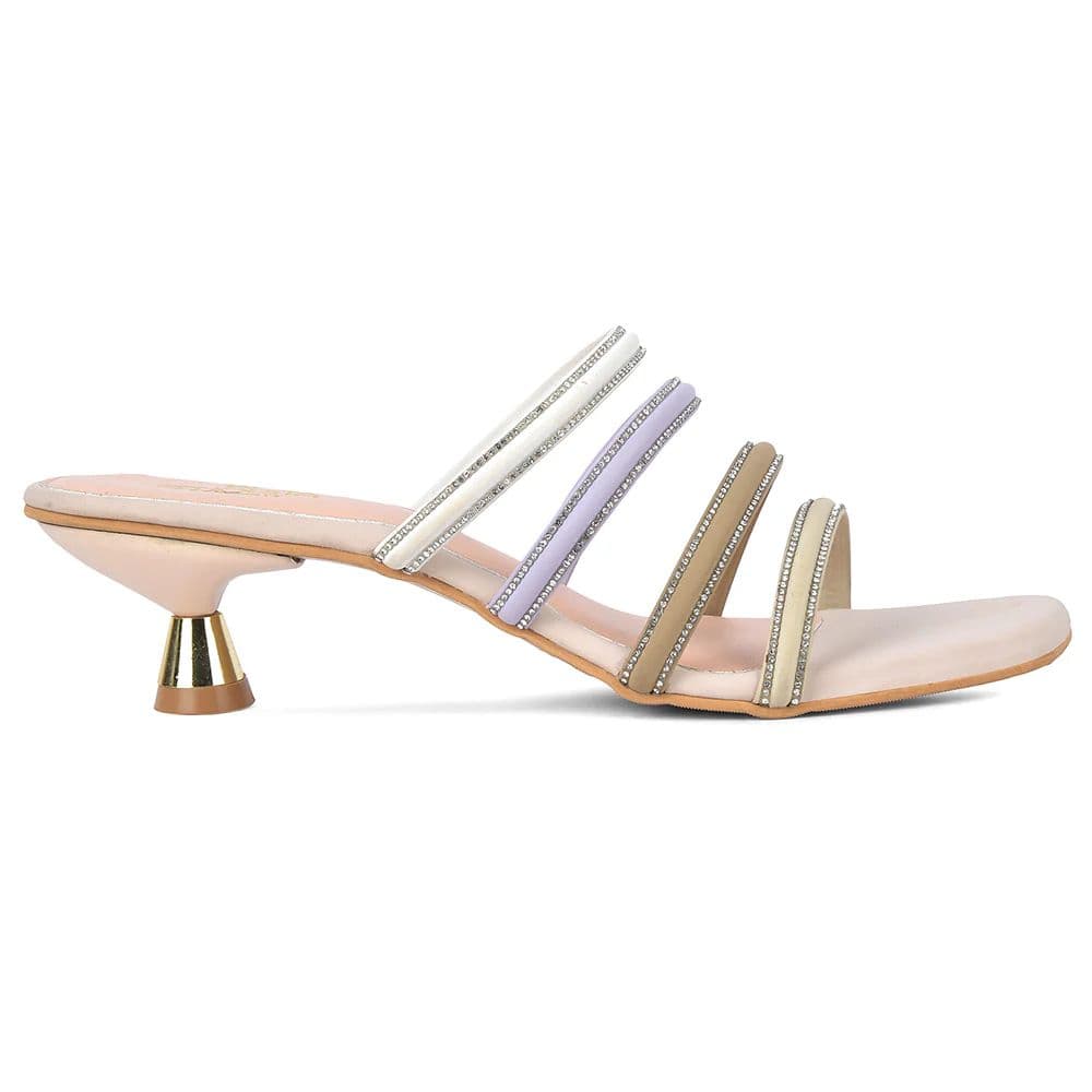 Senorita STY-180E Cream Casual Heeled Slippers for Women by Liberty — photo 4