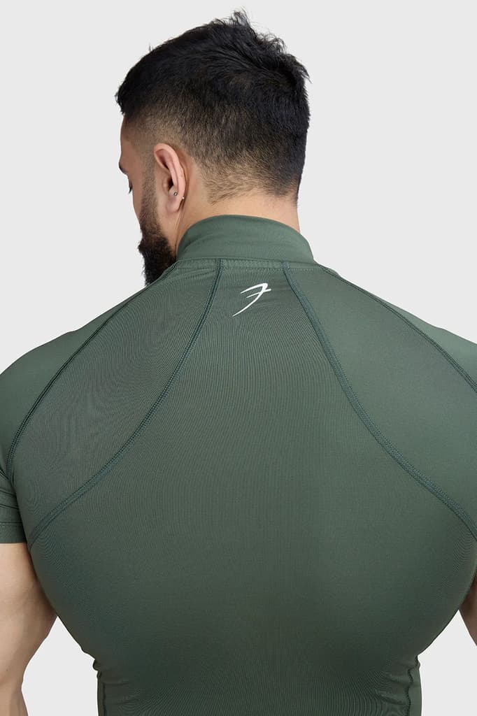 High Neck Compression T-shirt Olive — photo 4