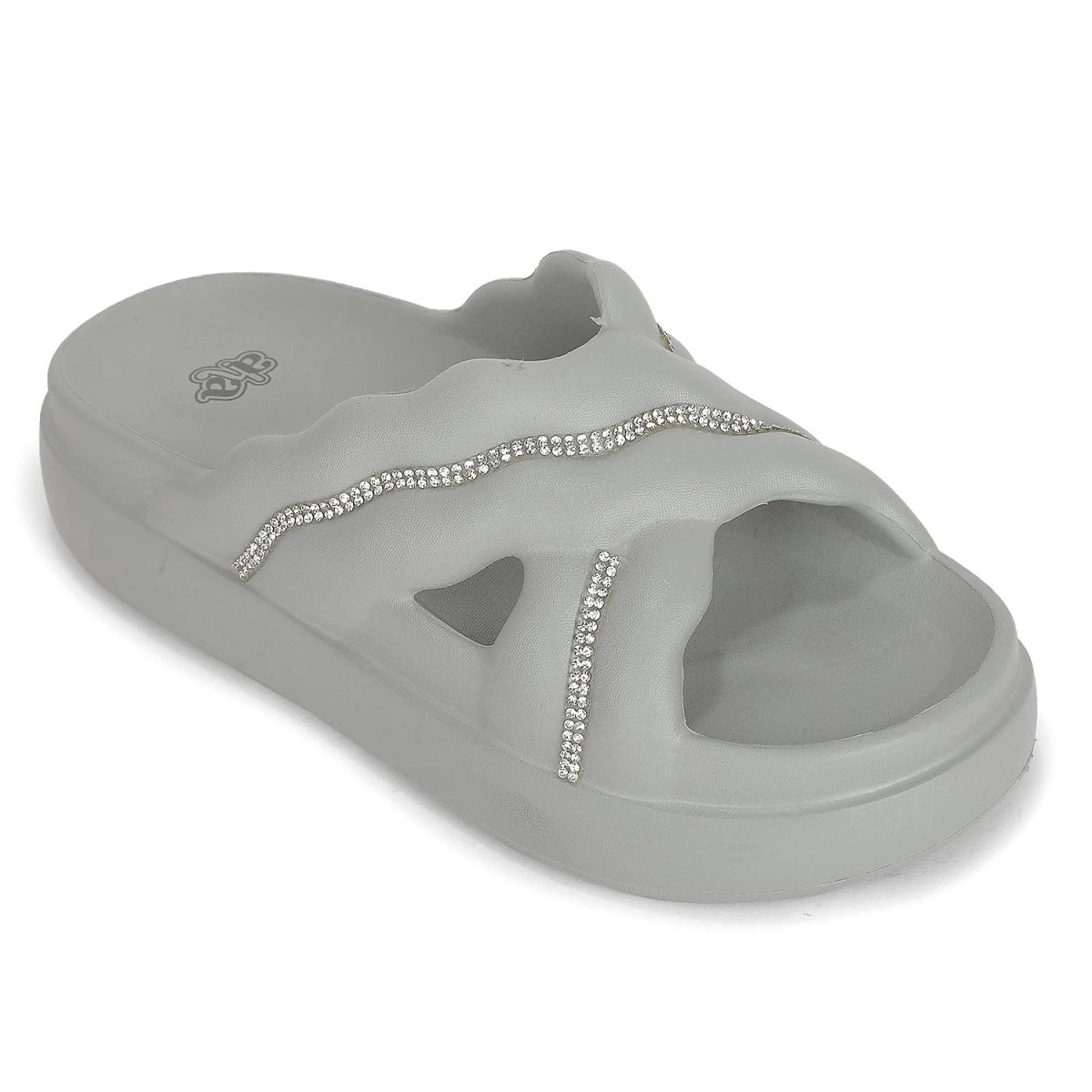 A-HA RESTWALK Light Grey casual slides for women by Liberty