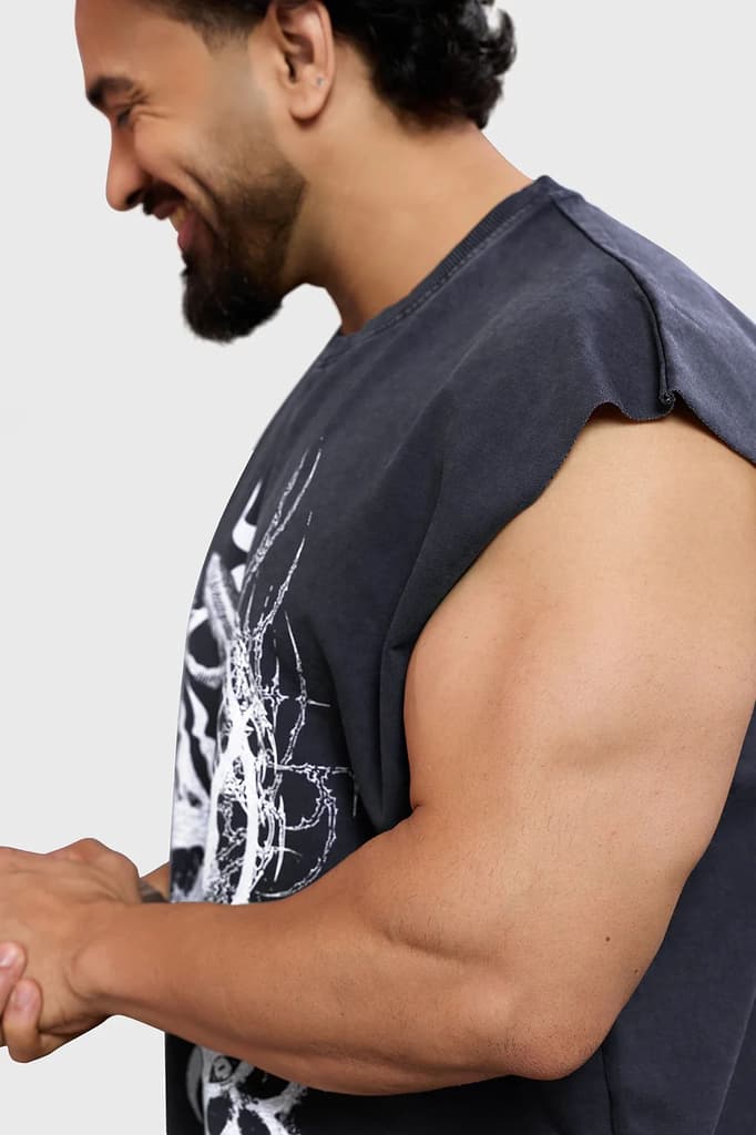 Restricted Washed Capsleeve Tank Dark Grey — photo 4