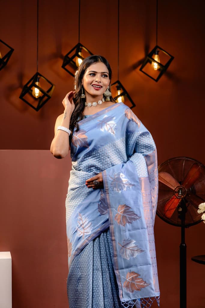 Mimosa Women's Woven Design Kanjivaram Style Art Silk Saree With Blouse Piece : SA00001760ANFREE — photo 3
