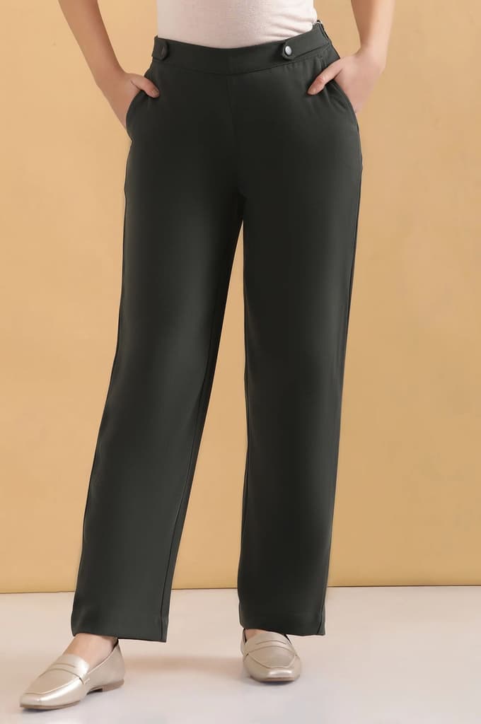 Olive Green Formal Parallel Pants — photo 2
