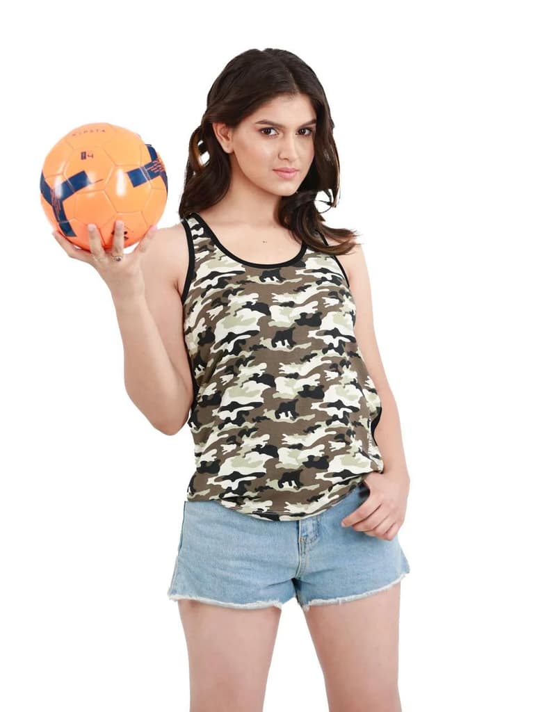 Camouflage Printed Bamboo Tank Top For Women - (Pack of 1) — photo 5