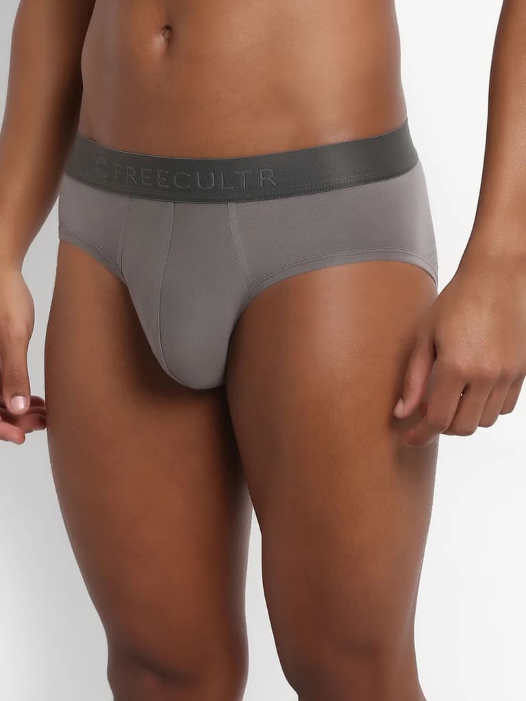 Men's Anti-Bacterial Micro Modal Brief in Solid Waistband (Pack of 1) — Mist Grey / S
