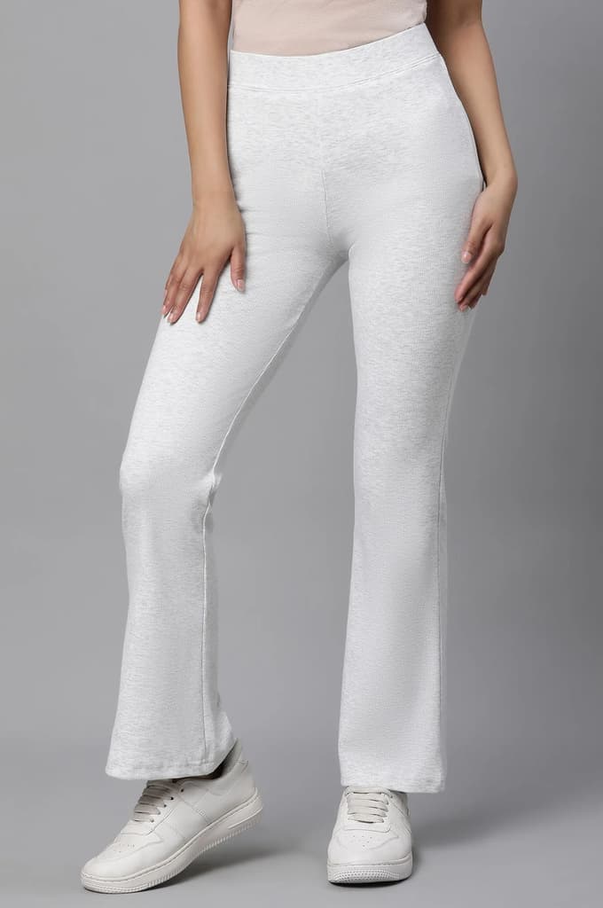 White Boot-Cut Flared Pants — photo 2