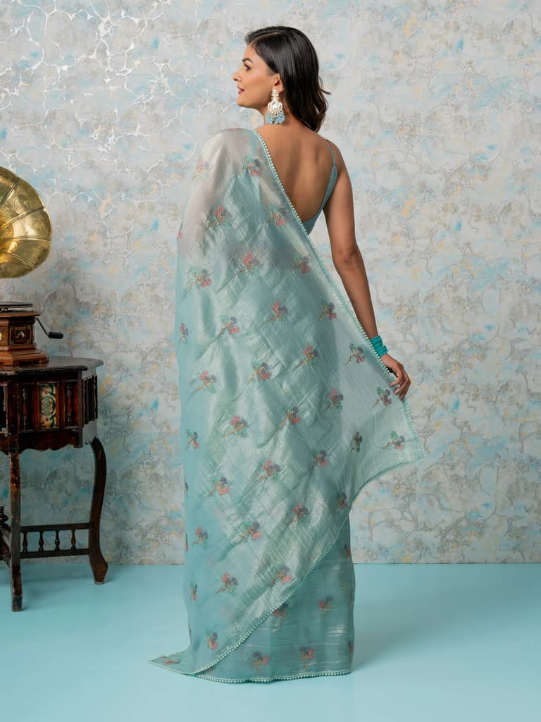 Mimosa Women's Woven Design Banarasi Style Tissue Crush Saree With Blouse Piece : SA00001884SFFREE — photo 4