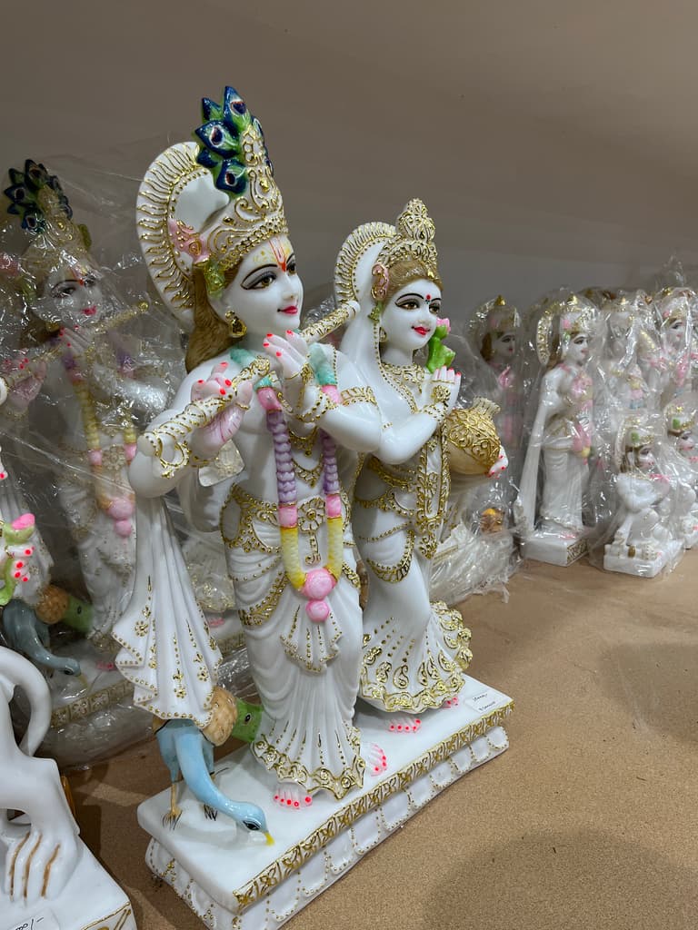 White Statue of Hindu Deity | Sculpture | Bronze | Gold