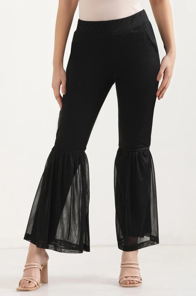 Black Printed Flared Sharara With Elasticated Waist — photo 2