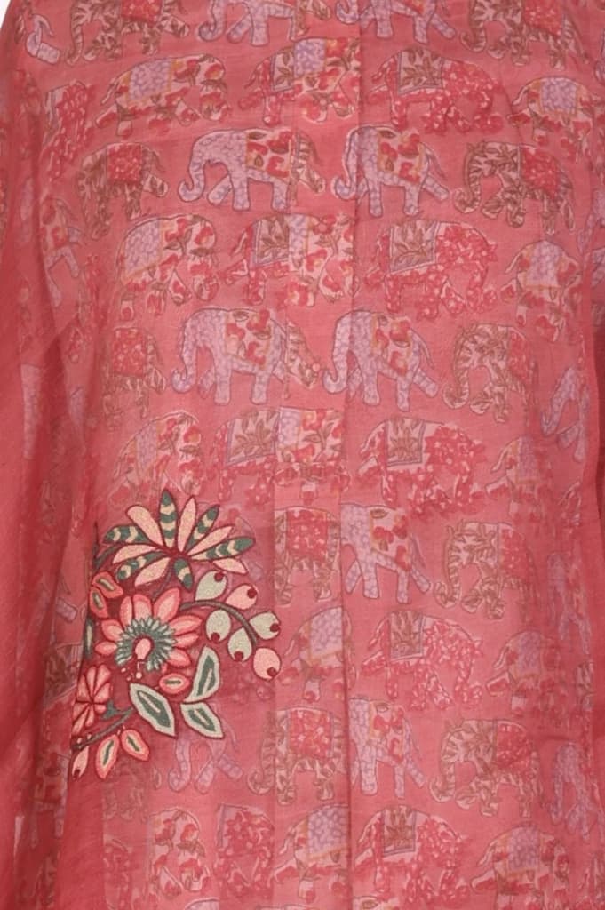 Maroon Floral Embroidered Organza Dupatta — photo 4
