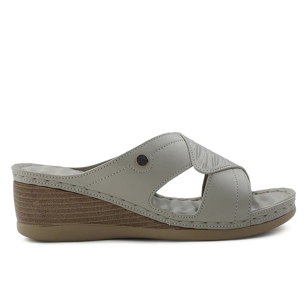 Healers Light Grey Wedge Heel Sandal For Women ZQ-FD-43 By Liberty — photo 2