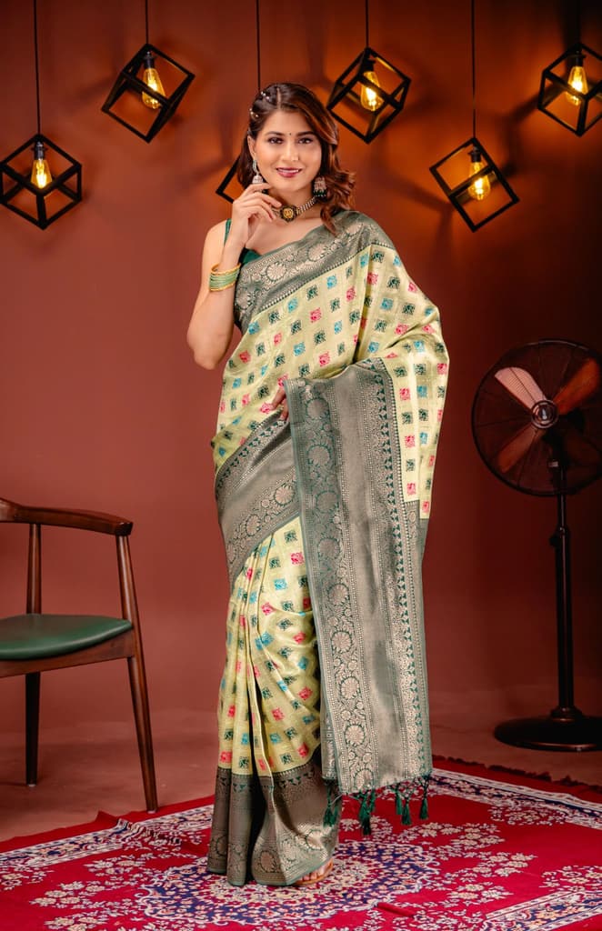 Mimosa Women's Woven Design Kanjivaram Style Art Silk Saree With Blouse Piece : SA00001655PSFREE — Pista