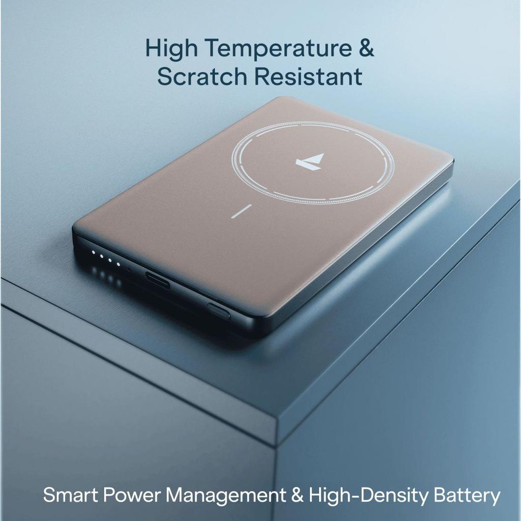 boAt Energyshroom Magnacharge Air | 4800mAh Ultra-Slim Magnetic Wireless Power Bank with 15W Wireless Charging