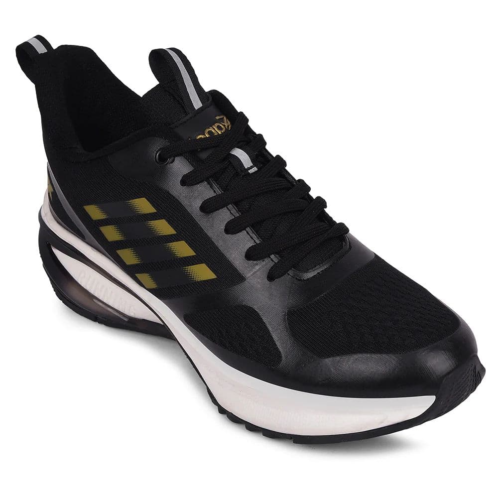 Leap7x Black Sports Lacing Running Shoes For Men RUNNY-1E By Liberty — 6/40 / Black