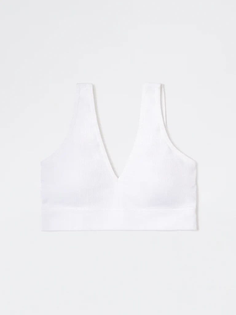 Superstar White Ribbed Padded Bra