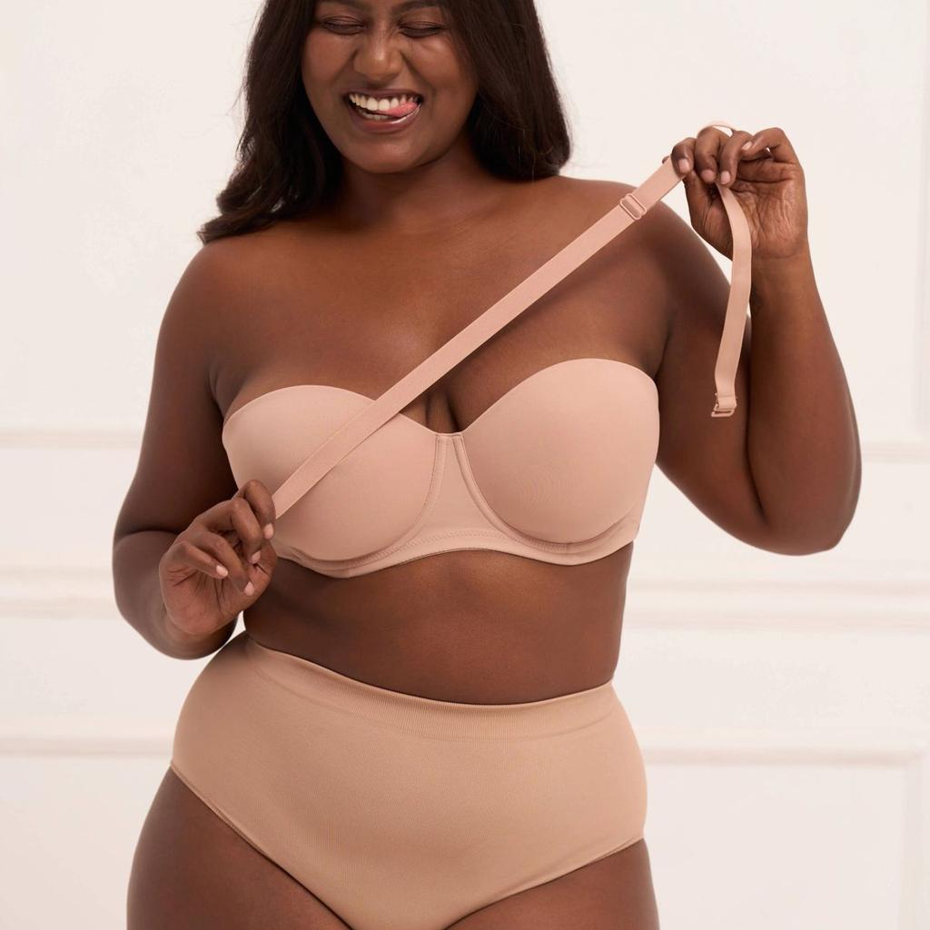 All Day Hold Strapless Bra - Underwired Lightly Padded Bra with Demi Cups