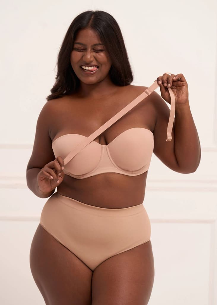 All Day Hold Strapless Bra - Underwired Lightly Padded Bra with Demi Cups