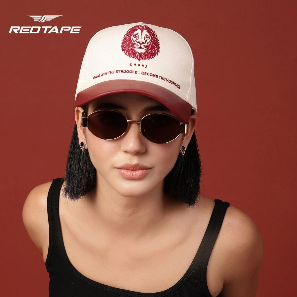 Unisex Beige Brown Colourblocked Cotton Twill Baseball Cap with Adjustable Strap — photo 2