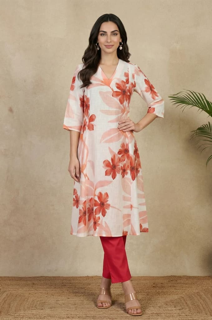 Red Solid Rayon Straight Fit Ankle Length Mid Rise Pants — photo 5