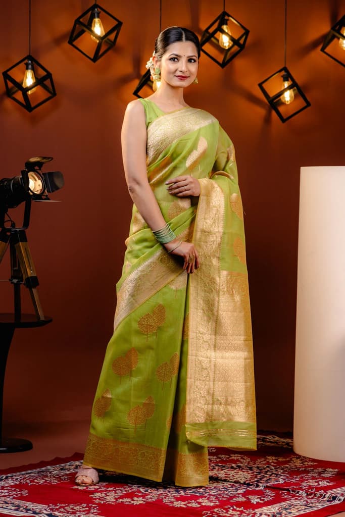 Mimosa Women's Woven Design Banarasi Style Art Silk Saree With Blouse Piece : SA00001756OLFREE — photo 2