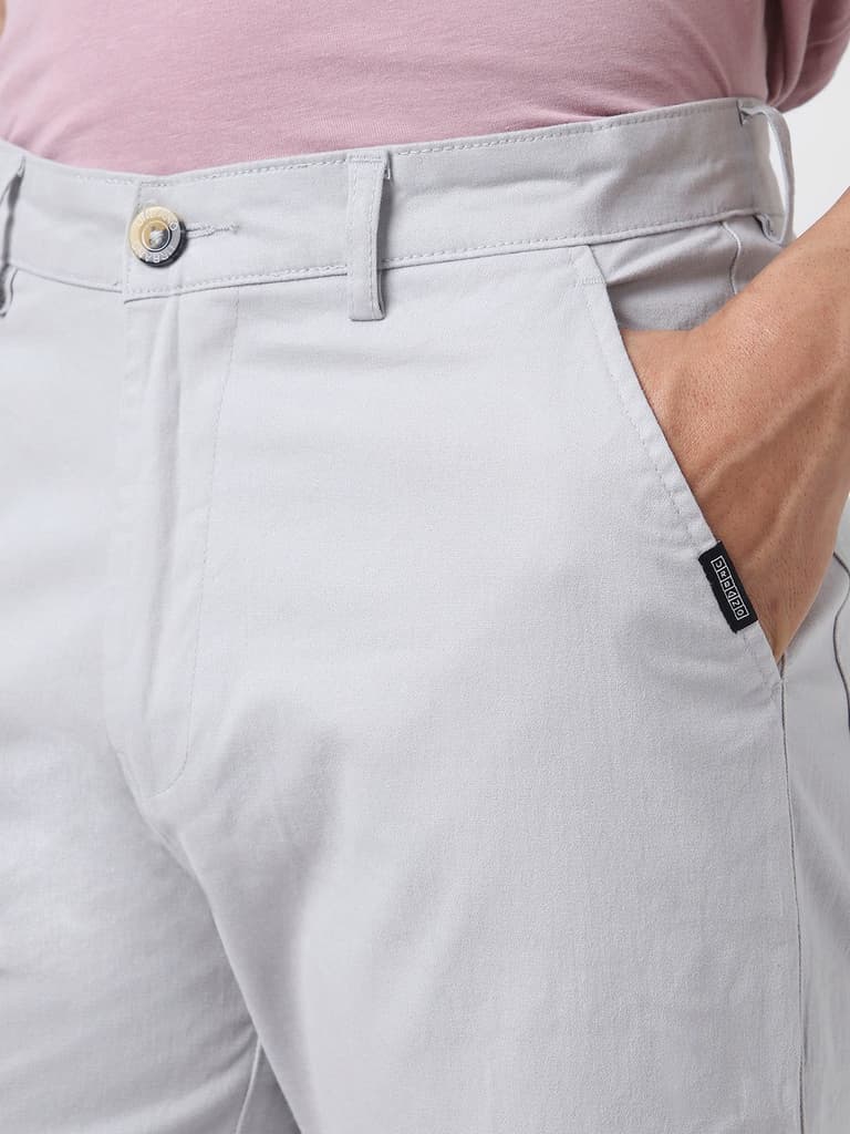 Men's Ice Grey Regular Fit Solid Cargo Chino Pant with 6 Pockets Stretchable — photo 6