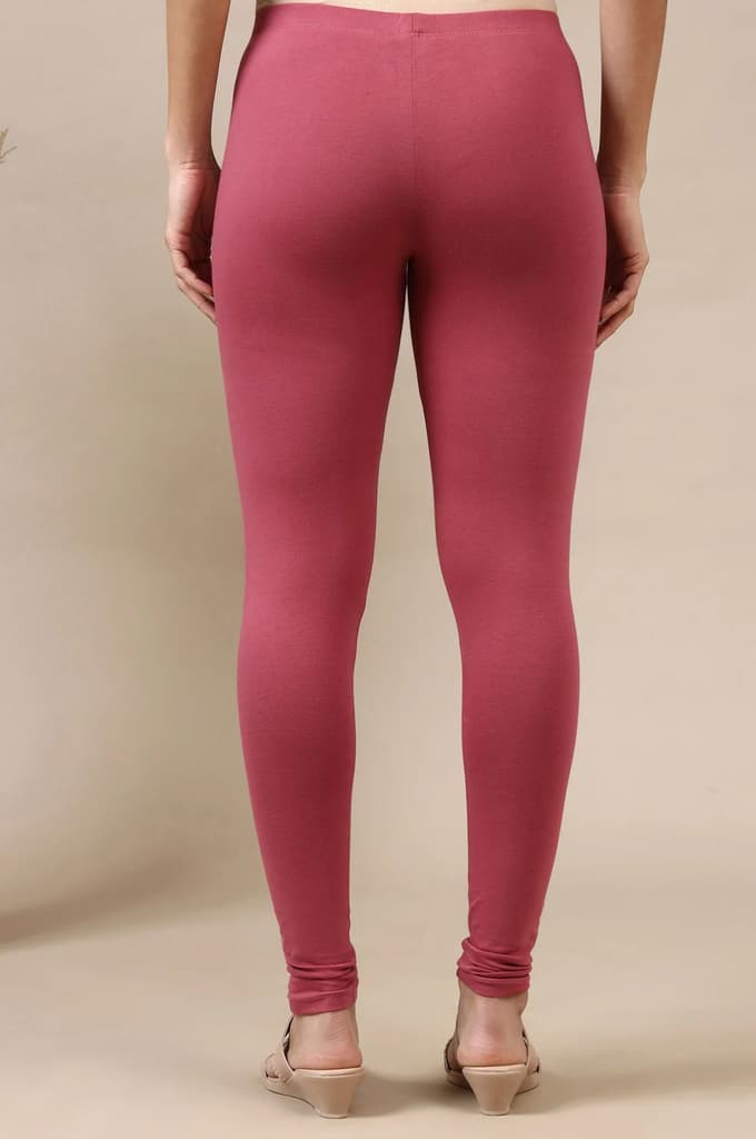 Purple Cotton Lycra Ankle Length Leggings — photo 3