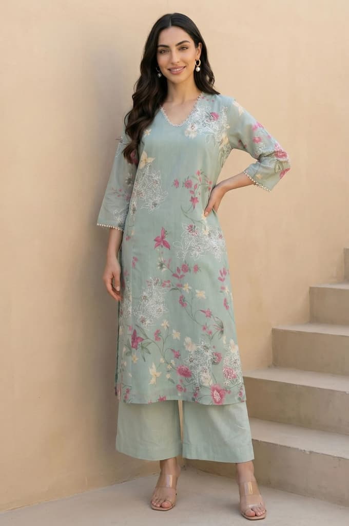 Green Solid Rayon Wide Leg Flared Pants — photo 4