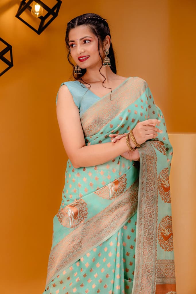 Mimosa Women's Woven Design Banarasi Style Art Silk Saree With Blouse Piece : SA00001808RMFREE — photo 2