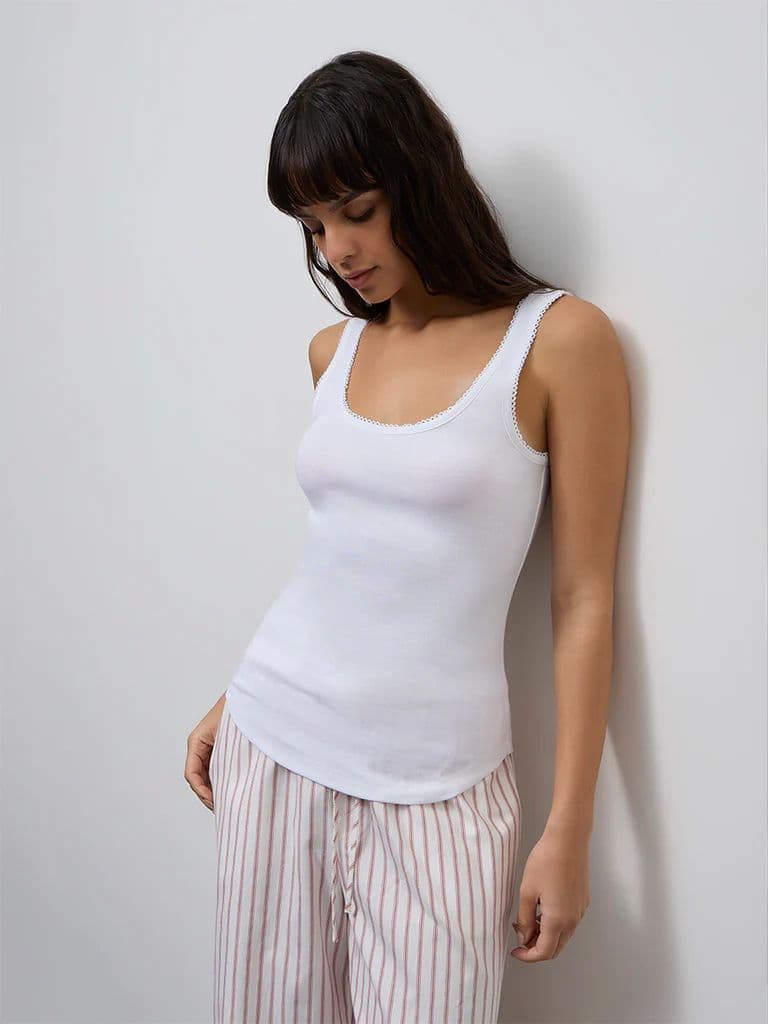 Wunderlove White Solid Cotton Camisole — photo 2
