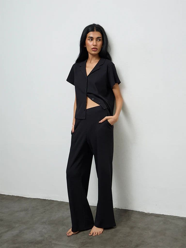 Superstar Black Waffle-Textured Shirt — photo 3