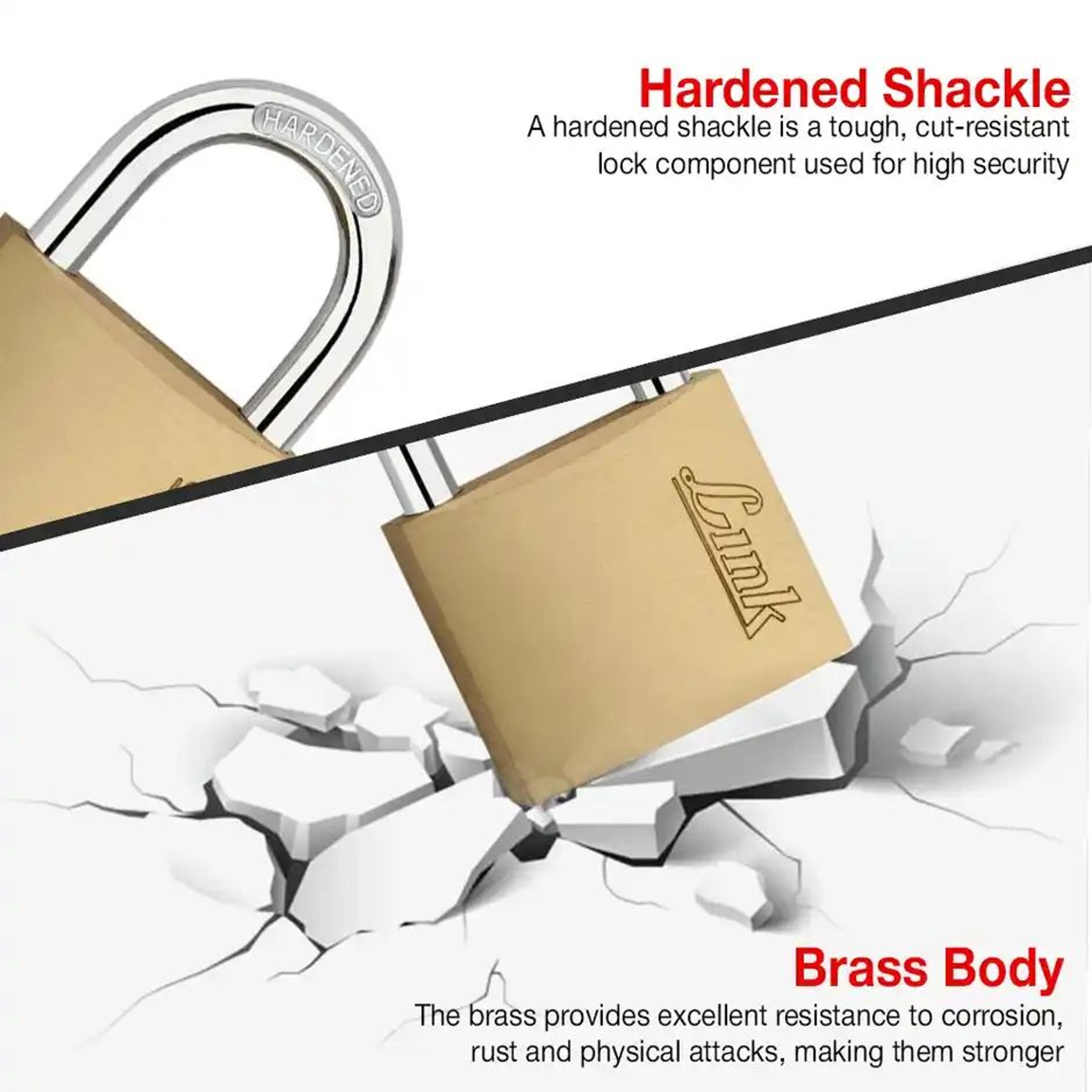 Link Solid brass body with double locking mechanism PT-40 mm New Lock | Hardened Shackle |Padlock