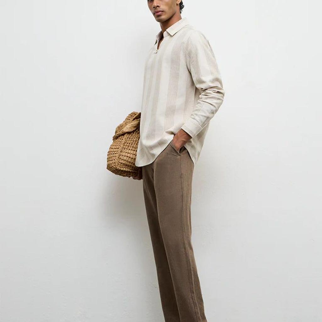 ETA Off-White Striped Relaxed-Fit Cotton-Blend Shirt